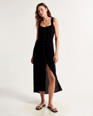 ARLA LINEN BLEND MIDI DRESS OLIVEGREEN