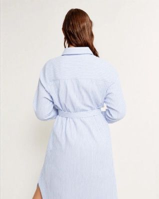 ELORA LINEN-BLEND SHIRT MIDI DRESS