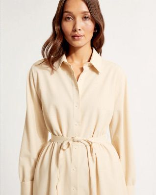 ELORA LINEN-BLEND SHIRT MIDI DRESS