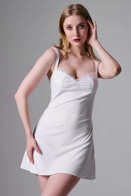 ADRIANA LACED MINI DRESS IN WHITE